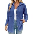 thumbnail image 1 of Olyvenn Winter Fashion Womens Shacket Casual Button Down Shirts Loose Boyfriend Shirt Jackets Tops Jacquard Lightweight Long Sleeve Shirts Fall Tops Fashion Blue 6, 1 of 8