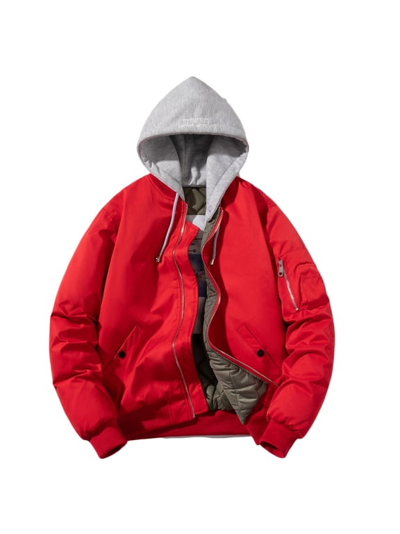 Winter Warm New Fashion Blazer Jumper Hooded Cotton Jacket Man Long Sleeve Hoodless Casual Outwear Jackets Outwear Padded Sports Fitness Overcoat Red 8