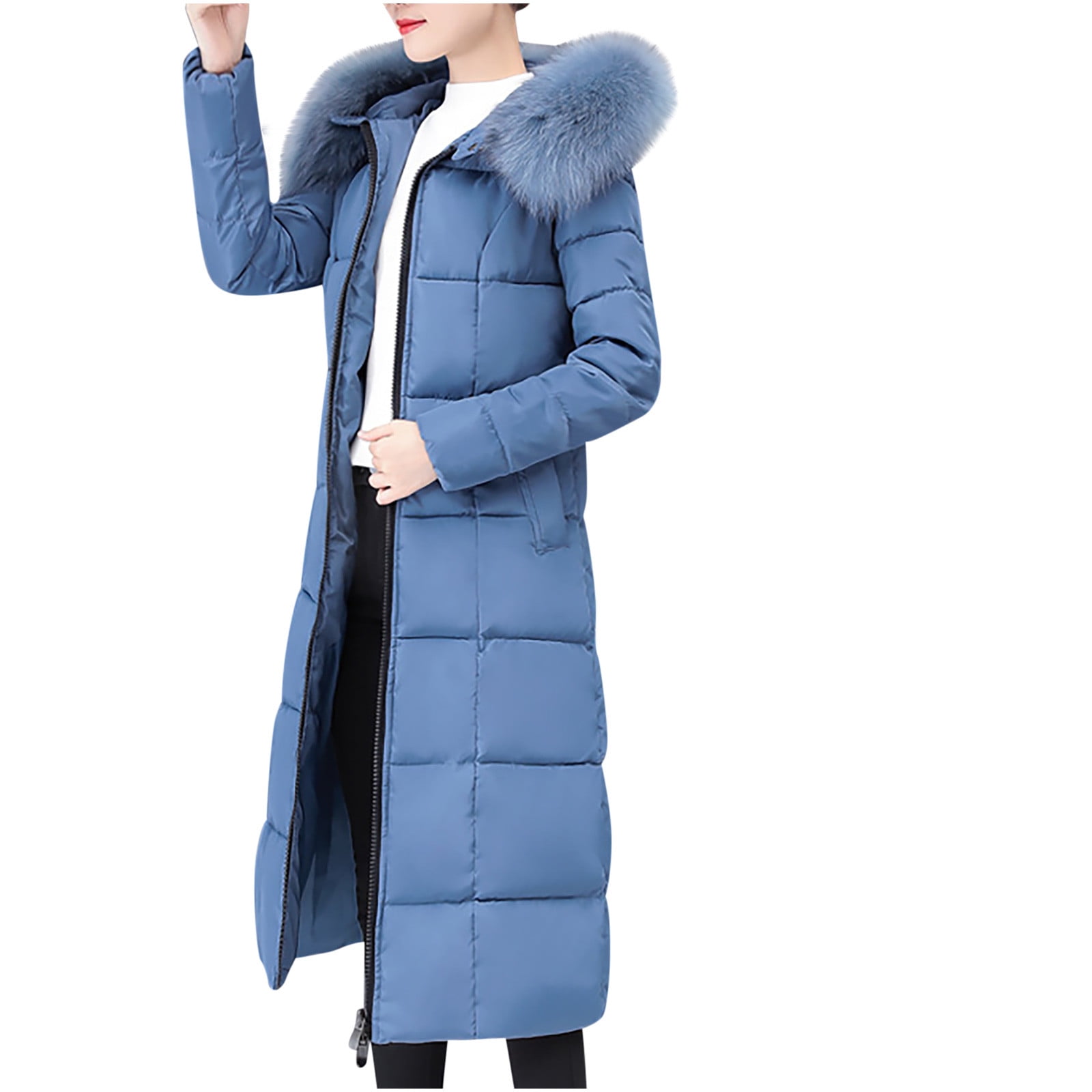 Olyvenn Deals Women's Autumn And Winter New Large Coat Solid Color Plush  Solid Color Hooded Cardigan Coat Women Cold Weather Thicken Furry Lined