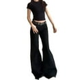 thumbnail image 1 of Olyvenn Women Baggy Wide Leg Jeans Vintage High Waist Loose Straight Denim Pants Belted Classic Solid Streetwear Black XS, 1 of 5