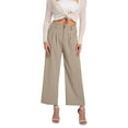 thumbnail image 1 of Olyvenn Women Dress Pants High Waisted Wide Leg Pants Business Casual Flowy Loose Palazzo Trousers with Pockets Beige S, 1 of 4