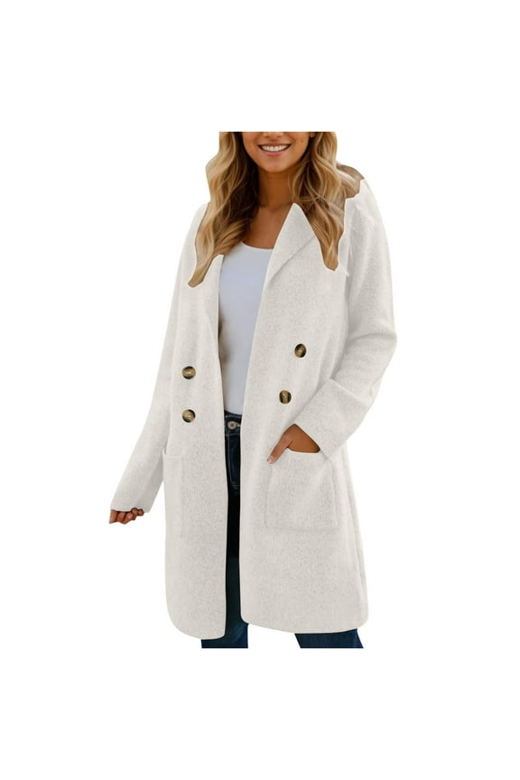 Women Fall Long Cardigan Sweater Trendy Knit Jacket Coat Dressy Blazer Button Down Open Front Cardigan Beige XL