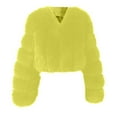 thumbnail image 1 of Olyvenn Women Fluffy Faux Fur Coat Cropped Jacket Puffer Jacket Zip Up Winter Warm Long Sleeve Fuzzy Teddy Jacket Yellow XXL, 1 of 4