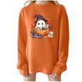thumbnail image 1 of Olyvenn Women Halloween Sweatshirt Oversized Crewneck Fleece Pullover Sweatshirts Long Sleeve Cute Y2k Ghost Graphic Sweat Shirts Orange XXXL, 1 of 4