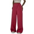 thumbnail image 1 of Olyvenn Women High Waist Palazzo Pants Casual Wide Leg Trousers Button Down Loose Work Office Business Suit Pant Pockets Wine M, 1 of 7