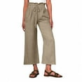 thumbnail image 1 of Olyvenn Women Linen Pants Casual Loose High Waist Boho Wide Leg Cropped Palazzo Beach Pants Summer Outfits 2025 Trendy Brown L, 1 of 8