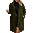 thumbnail image 1 of Olyvenn Women Long Sherpa Jackets Fuzzy Fleece Coat Plush Winter Coats Lapel Button Down Overcoat Fashion Winter Outerwear Army Green XL, 1 of 9