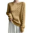 thumbnail image 1 of Olyvenn Women Long Sleeve Cable Knit Casual Sweater, Loose Crewneck Fall Sweaters Pullover Solid Color Comfy Daily Tops Gold S, 1 of 6