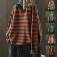 thumbnail image 1 of Olyvenn Women Long Sleeve Crewneck Loose Sweater, Fashion Striped Color Block Knit Pullover Tops Fall Going Out Casual Sweaters Orange S, 1 of 5