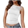 thumbnail image 1 of Olyvenn Women One Shoulder Ruched Crop Tank Tops Y2K Off The Shoulder Twist Strap Summer Tanks Tops Going Out Crop Shirts White M, 1 of 7