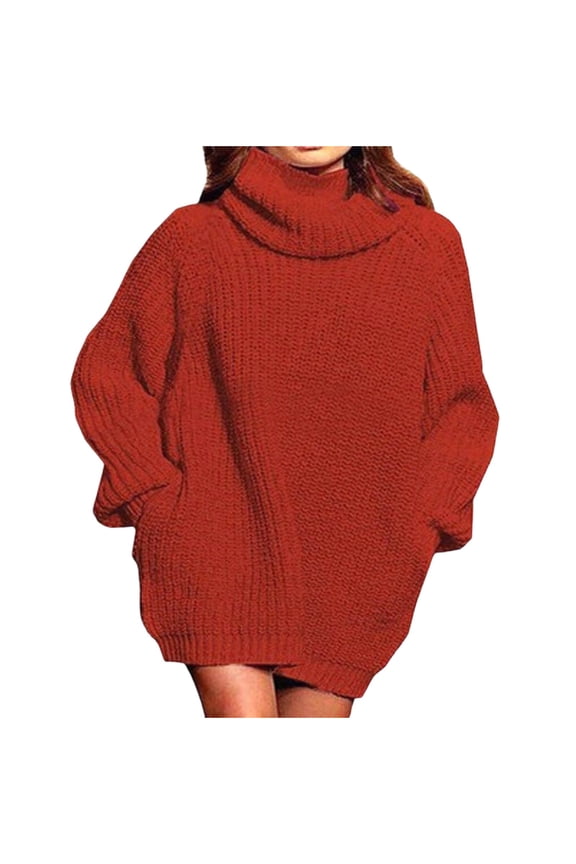 Women Oversized Cable Knit Casual Sweater, Long Sleeve Cowl Neck Loose Warm Pullover Tops Fall Going Out Trendy Clothes Red XL