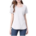 thumbnail image 1 of Olyvenn Women Short Sleeve Nursing Shirts Soft Maternity Tops Double Layer Breastfeeding Blouse Round Neck Pregnancy Clothes White 4, 1 of 6