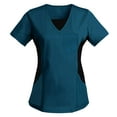 thumbnail image 1 of Olyvenn Women Short Sleeve Scrub Tops with Pockets Casual Color Block V Neck Uniform Shirts Nurse T Shirt Top Lightweight Tunic Blouse Navy S, 1 of 3
