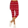 thumbnail image 1 of Olyvenn Women Striped Capri Leggings with Skirt High Waist Athletic Workout Pants Stretchy Yoga Skorts Running Fitness Activewear Red L, 1 of 6