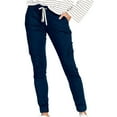 thumbnail image 1 of Olyvenn Women Summer Casual Solid Straight Leg Pants Waist Full Length Long Pants band Bandage Mid-Waist Full Length Long Pants Pants Trousers Female Fashion Dark Blue 10, 1 of 6
