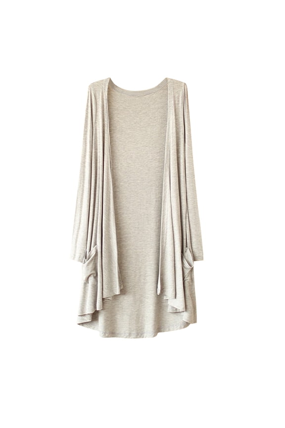 Women Summer Long Sleeve Thin Cardigan Open Front Solid Loose Long Cardigans with Pockets Plus Size Thin Coats Outwear Kimono Cardigan Gray 4
