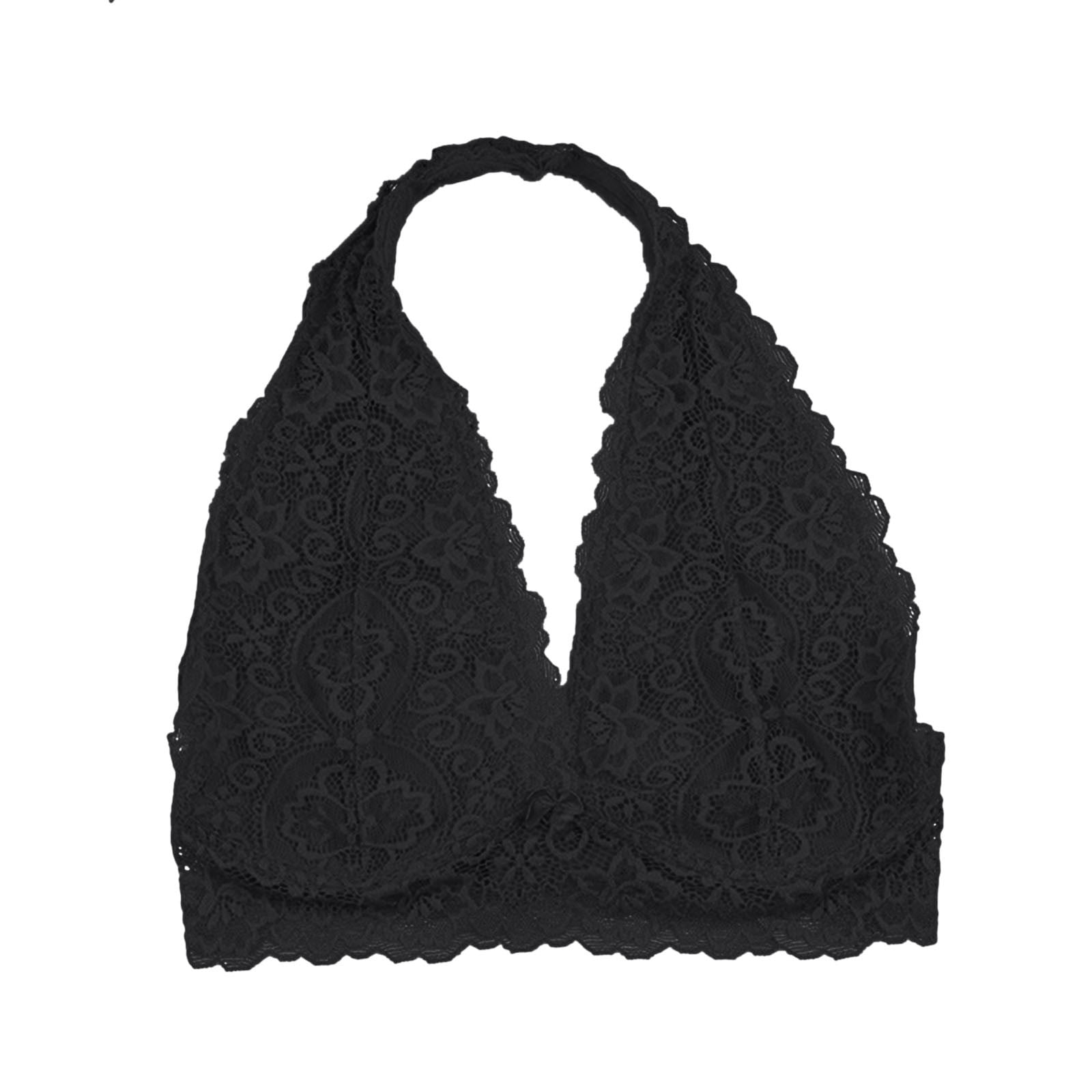 Embroidered Lace Ruffled V-Neck Wide Shoulder Strap Herringbone Bra