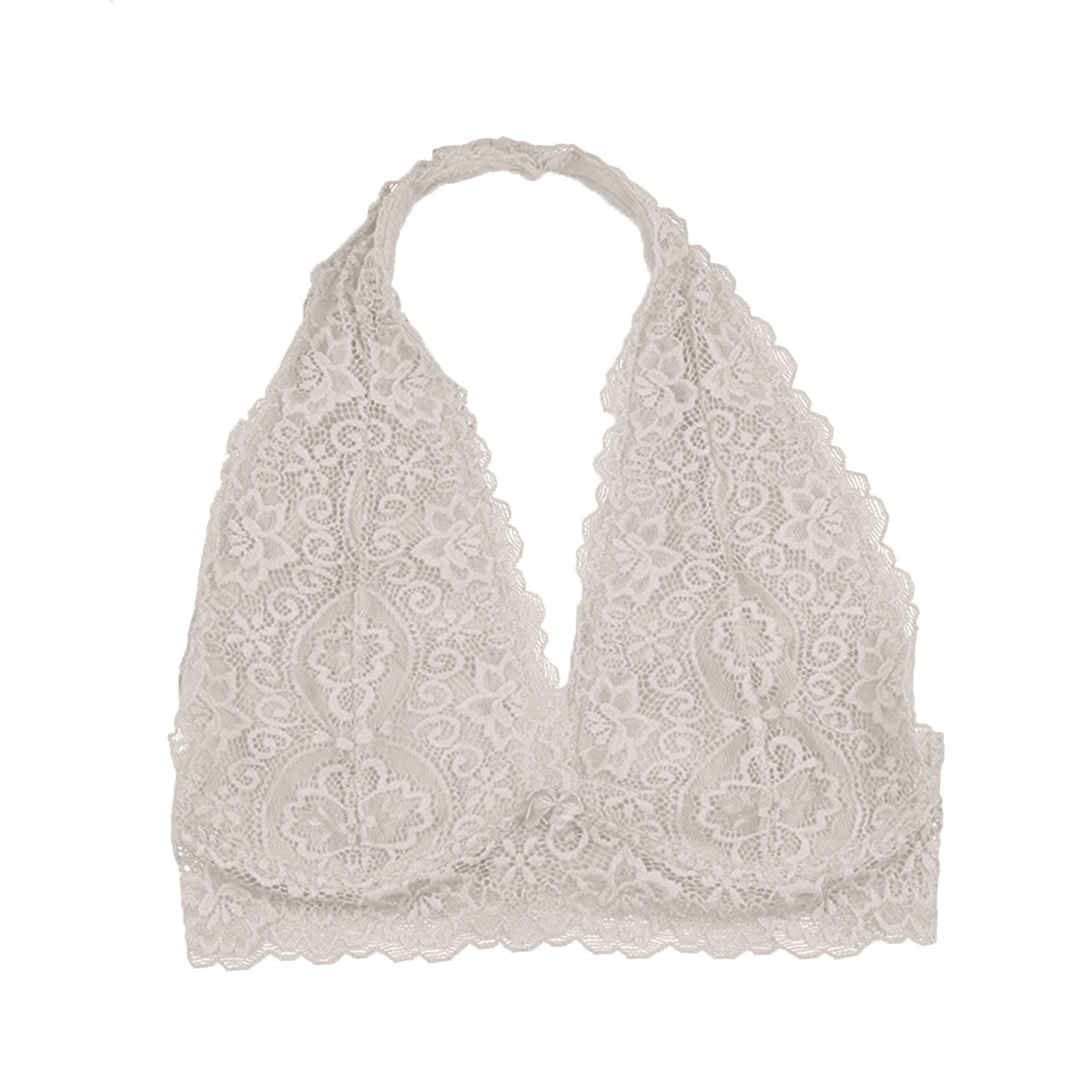 Embroidered Lace Ruffled V-Neck Wide Shoulder Strap Herringbone Bra main image 1