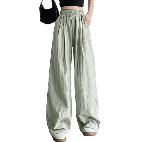 Olyvenn Women Wide Leg Lounge Pants High Waisted Summer Palazzo Pants Comfy Soft Beach Travel Vacation Outfits Green S