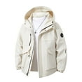 thumbnail image 1 of Olyvenn Women Windproof Rain Jacket Plus Size Full Zip Long Sleeve Flight Jackets Oversized Hooded Windbreaker Clothes with Pockets Beige L, 1 of 2