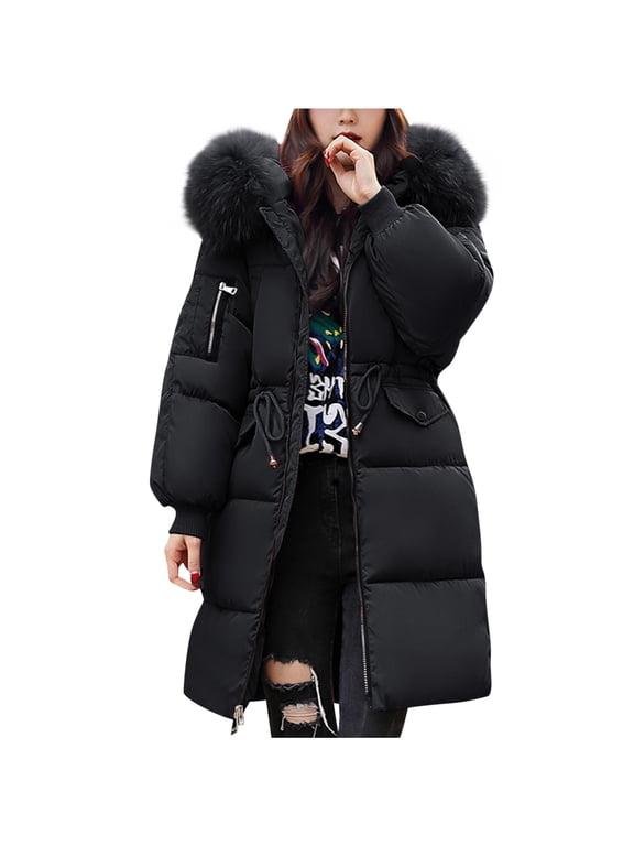 Women Winter Warm Down Jackets Long Parkas Coats Hooded Outwear Oversized Snow Coats Thicken Warm Puffer Jacket Casaco Feminino Casacos Inverno Black 6