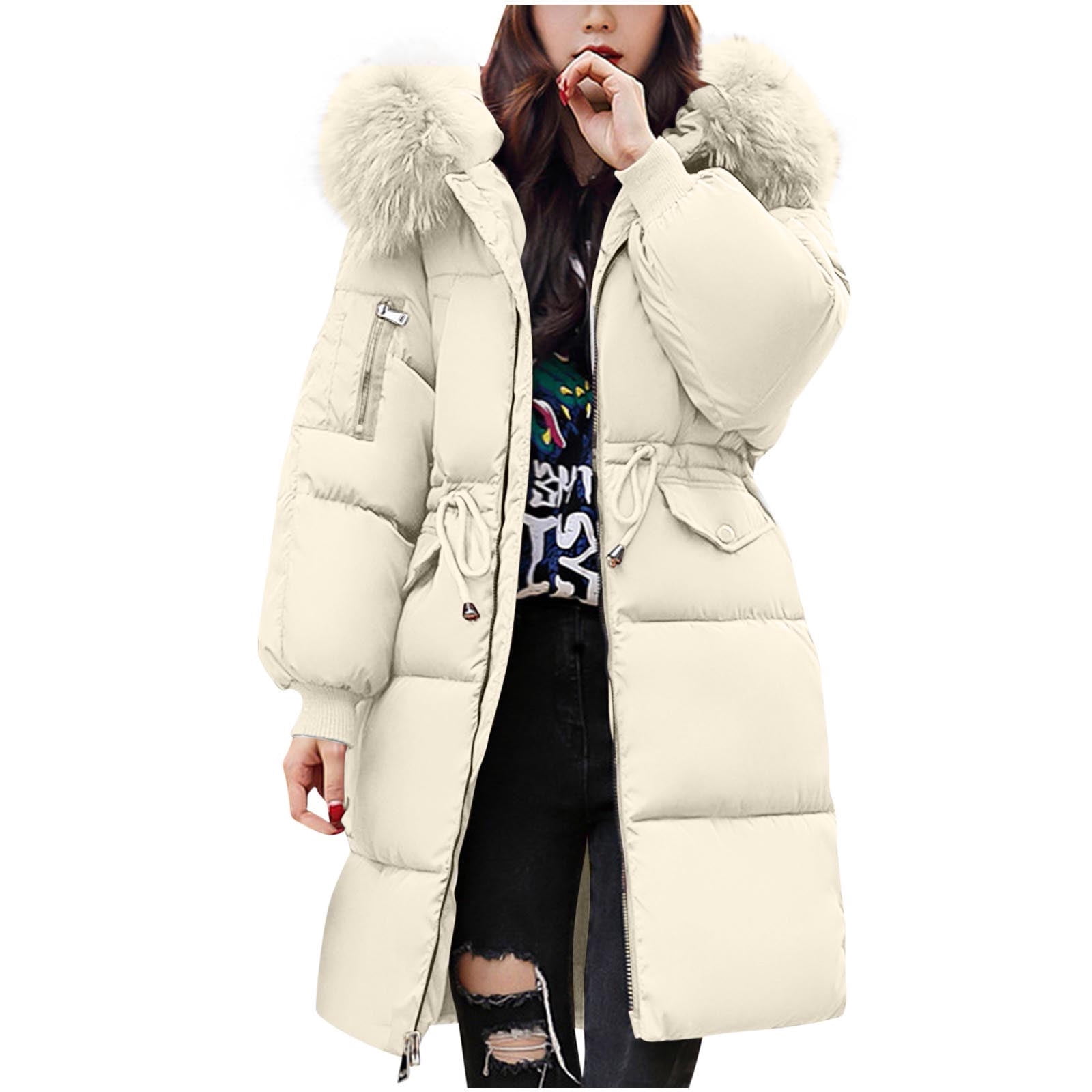 Olyvenn Women Winter Warm Long Parka Coat Hooded Outwear Jacket