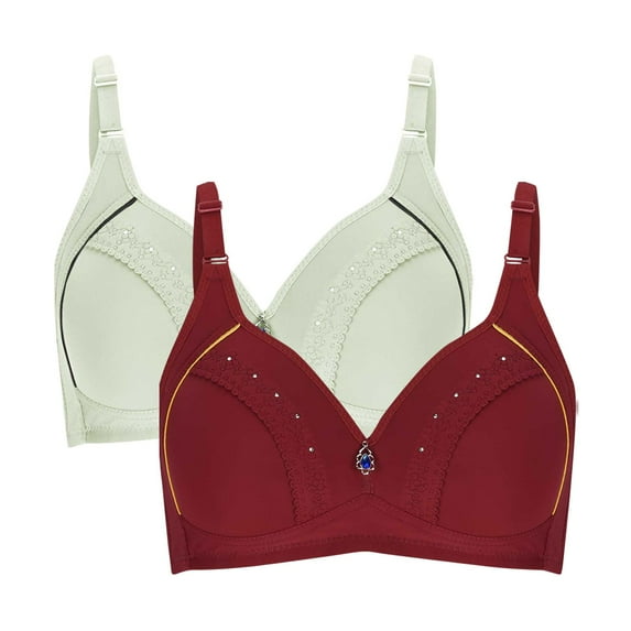 Olyvenn Women's 2 Pack Bras Push Up Lace Wireless Lightly Padded Full Coverage Brassiere Comfortable Everyday Bras Multicolor 44