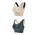 thumbnail image 1 of Olyvenn Women's 2 Packs Seamless Crisscross Beauty Back Bra Push Up Shockproof Sports Bra Fitness Running Yoga Brassiere Green XXXL, 1 of 4