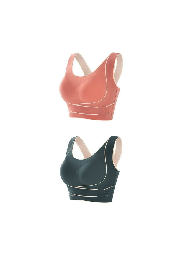 Women's 2-Piece Seamless Front Closure Push Up Bra Backless Strapless Bralette Comfort Push Up Brassiere Intimates Army Green XXXL