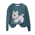 thumbnail image 1 of Olyvenn Women's 2025 Fall Cute Dog Print Tees Crewneck Casual Sweatshirts Trendy Loose Long Sleeve Pullover Graphic Tops Navy L, 1 of 4