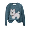 thumbnail image 1 of Olyvenn Women's 2025 Fall Cute Dog Print Tees Crewneck Casual Sweatshirts Trendy Loose Long Sleeve Pullover Graphic Tops Navy M, 1 of 4