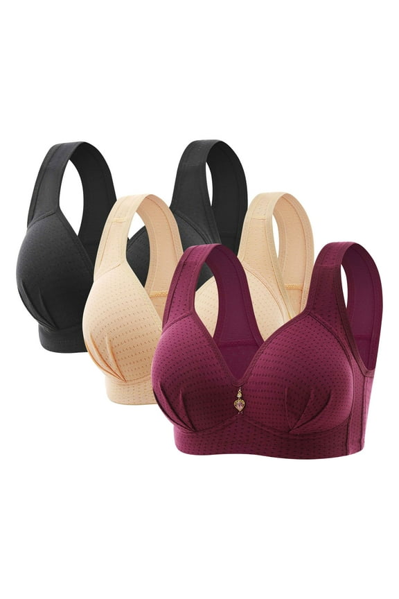 Women's 3 Pack Bras No Underwire Full Support Sports Bras Push Up Bras Wireless Comfort Underwear Full-Coverage Daily Bras Multicolor 44