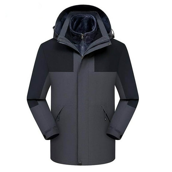 Olyvenn Women's 3-in-1 Winter Coats Snow Ski Jacket Water Resistant Windproof Fleece Lined Winter Warm Jacket Parka Coat Dark Gray XL