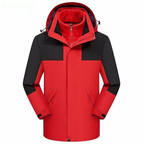 Olyvenn Women's 3-in-1 Winter Coats Snow Ski Jacket Water Resistant Windproof Fleece Lined Winter Warm Jacket Parka Coat Red XXXL