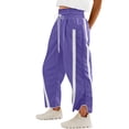 thumbnail image 1 of Olyvenn Women's Baggy Wide Leg Pants Casual Drawstring Elastic Waisted Contrast Color Workout Y2K Track Pants Purple S, 1 of 9