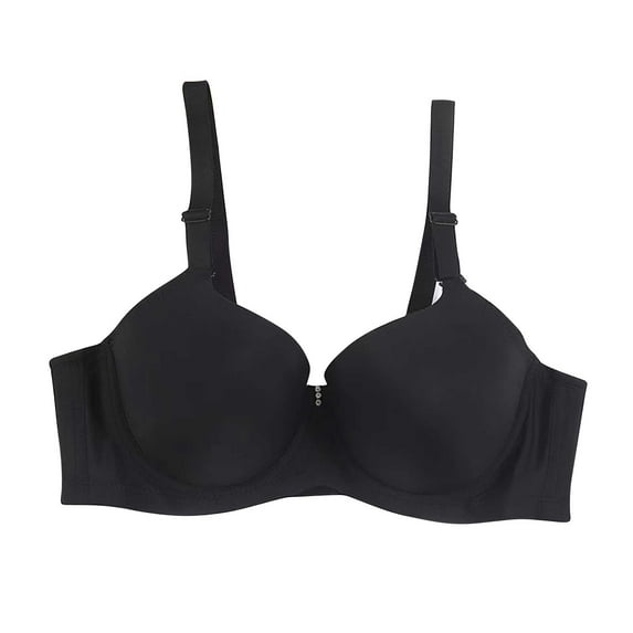 Olyvenn Women's Bras Full-Coverage Wirefree Comfort Minimizer Brassiere Lightly Lined Smoothing Bra Plus Size Bras Black 100D/44