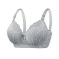 thumbnail image 1 of Olyvenn Women's Bras Push Up Bra Embroidery Brassiere Trendy Lace Bra Beauty Back Gather Adjustable Intimates Brassiere Plus Size Bralette Gray M, 1 of 6