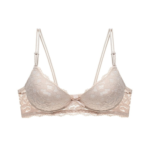 Olyvenn Women's Bras Push Up Bra Lace Bralette Padded Brassiere Trendy Intimates Push Up Bras Plus Size Brassiere Beige M