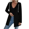 thumbnail image 1 of Olyvenn Women's Cable Knitted Zip Up Jackets Long Sleeve Drawstring Hoodies Top 2025 Fall Winter Warm Outerwear Coats Black XL, 1 of 9