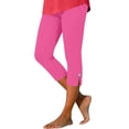 thumbnail image 1 of Olyvenn Women's Capri Leggings Slit Hem Button Detail Casual Yoga Workout Hot Pink L, 1 of 7