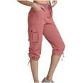 thumbnail image 1 of Olyvenn Women's Cargo Capri Pants Lightweight Quick Dry Hiking Pants Summer Travel Casual Capris with 5 Pockets Hot Pink XL, 1 of 7