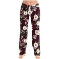 thumbnail image 1 of Olyvenn Women's Comfy Pajama Pants Wide Leg Lounge Palazzo Yoga Pants Stretch Casual Floral Print Drawstring Waist Pants Multicolor 16-18, 1 of 6