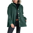 thumbnail image 1 of Olyvenn Women's Corduroy Jackets Casual Long Sleeve Button Down Hooded Jackets Loose Lightweight Shacket Coats with Pockets Green M, 1 of 7