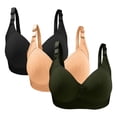 thumbnail image 1 of Olyvenn Women's Cotton Bras 3-Pack Lightly Padded Seamless Wireless Bras with Full Coverage Adjustable Straps Army Green 40/90, 1 of 3