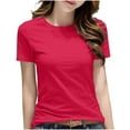 thumbnail image 1 of Olyvenn Women's Cotton Short Sleeve Shirts UPF 50+ Soft Breathable Crew Neck T-Shirts Summer Fashion Solid Basic Tops Hot Pink XXL, 1 of 4