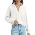 thumbnail image 1 of Olyvenn Women's Cropped Pullover Hoodie Long Sleeve Loose Fit Solid Color Y2K Fashion Sweatshirt for Winter and Fall White S, 1 of 9