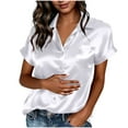 thumbnail image 1 of Olyvenn Women's Dressy Business Casual Silk Blouses Long Sleeve Button Down Satin Work Office Shirts Tops 2026 White L, 1 of 9