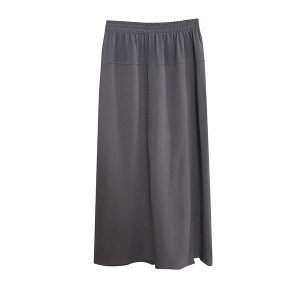 Olyvenn Women's Dressy Casual Skirt Relaxed Fit Flowy Capri Culottes Unique Drape Skirts Pants with 2 Pockets Gray L