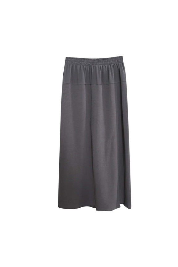 Women's Dressy Casual Skirt Relaxed Fit Flowy Capri Culottes Unique Drape Skirts Pants with 2 Pockets Gray M