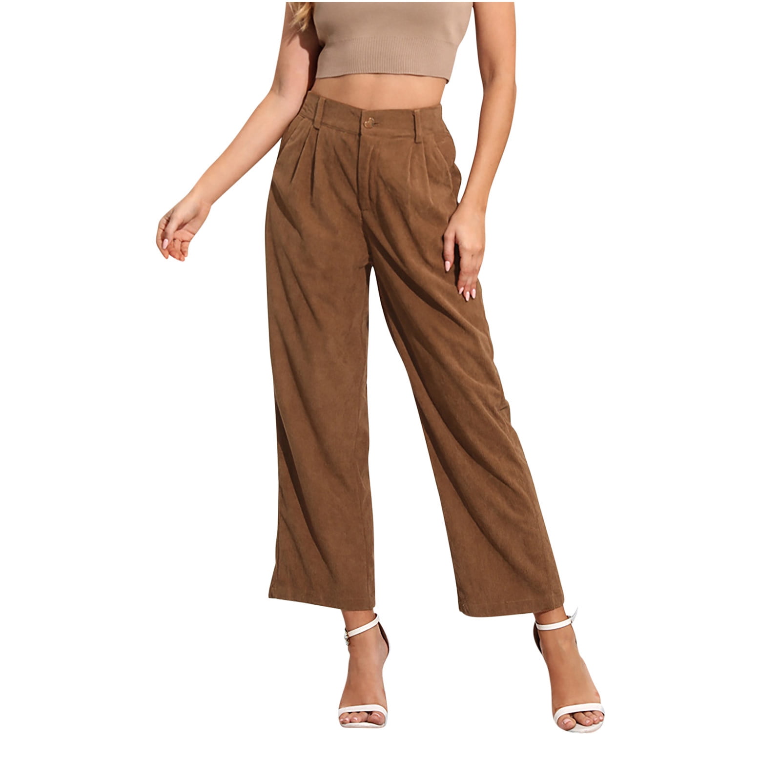 Free Assembly Women's High Rise Cropped Flare Corduroy Pants with Patch  Pockets, 27” Inseam, Sizes 0-20 
